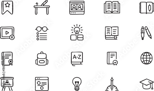 Education and Learning Line Icon Pack for Online Class Platforms