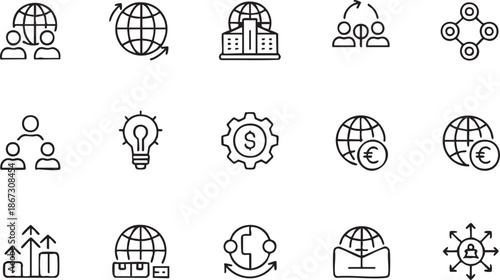 Corporate Global Network Line Symbols for Enterprise Platforms