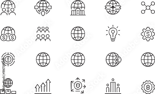 Worldwide Business Icon Collection for Trade and Finance Interfaces
