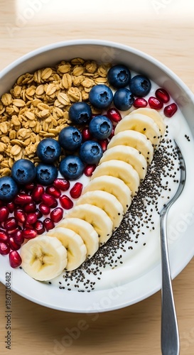 Healthy Yogurt Parfait with Granola and Fruit.