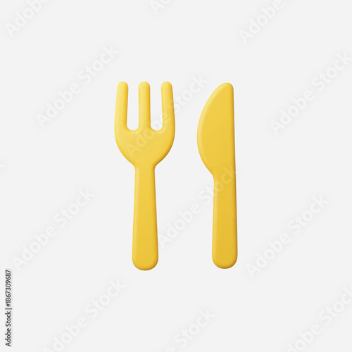3d Realistic Spoon and Fork vector illustration