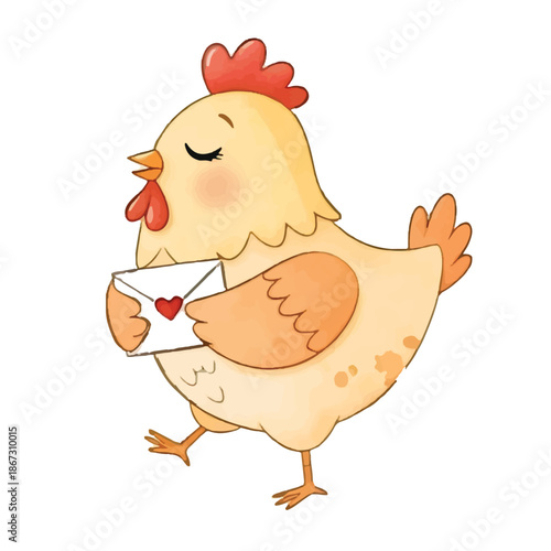 Chicken and Egg Cartoon Illustration on Farm