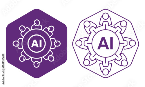 Ai ethics icons: teamwork and responsible technology concept