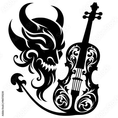 Devil's violin silhouette