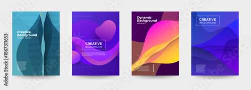 A colorful vector set of banners with ribbons and cubes for business and web design