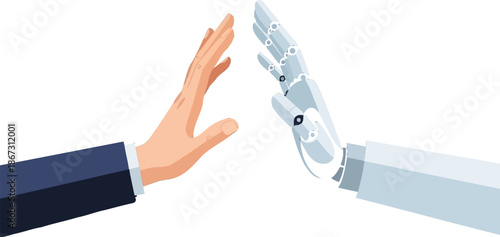 Human Hand and Robot Hand in Opposition, Symbolizing the Intersection of Technology and Humanity