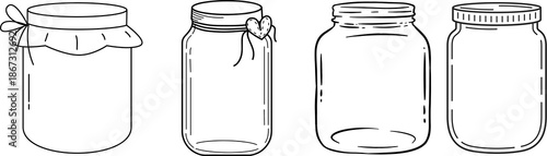 Tableau sur toile Jar outline label Set Pngs jam jar outline illustration with  label in simple li