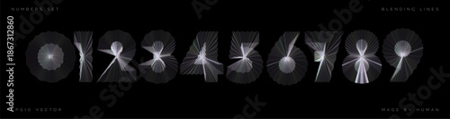 3D Geometric Number Letter Set Font Alphabet Holographic Numeric Digits. Abstract Digital Typography, Linear Blend Numeral for Sport Anniversary Birthday Wedding Game Clock Symbols. Vector Typeface