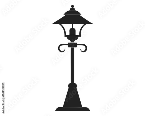 Table Lamp Silhouette Vector Icon, Home Interior Light Illustration Isolated on White Background