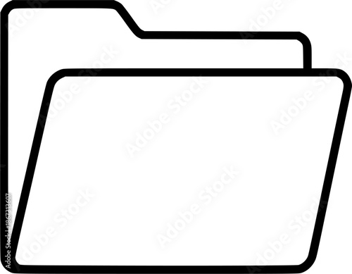 Black vector outline of two overlapping folder icons, minimalist filing symbol for documents, suitable for UI design, apps, and desktop icons