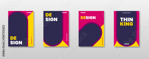 Abstract Geometric background creative cover set. Can be used for Collage page, greeting card, invitation, brochure, banner idea, book cover, booklet print, etc.