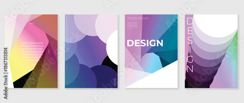 Abstract design covers: A series of vibrant abstract design covers, showcasing the beauty of color gradients and dynamic shapes. The designs are perfect for creative projects.