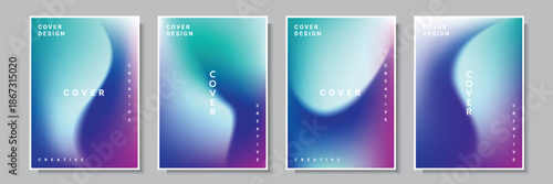 Abstract Gradient Collection: A set of four modern designs feature captivating gradient blends, offering a versatile range for design and aesthetic applications.