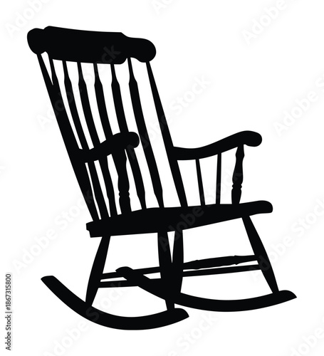 Silhouette rocking chair isolated on white background vector illustration