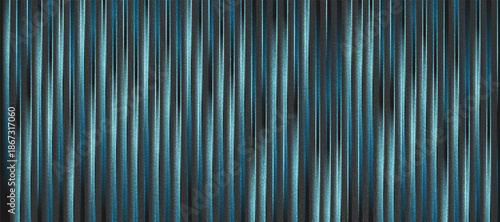 Blue grey fractal glass ribbed stripes with shiny liquid effect and grungy grainy texture, abstract background. Geometric concept vector design