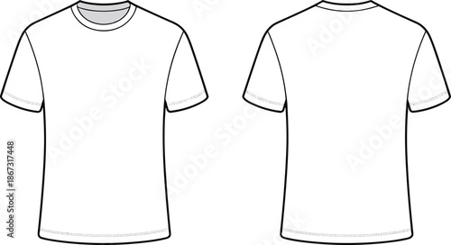 Front and Back Fashion Flat Sketch of a Plain Short- Sleeve T- Shirt t-shirt t shirt