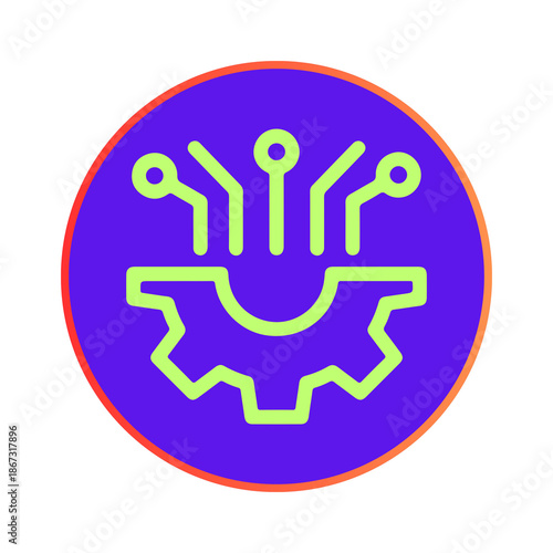 Digital technology and engineering process icon
