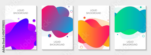 Abstract Liquid Backgrounds: A vibrant collection of abstract liquid backgrounds, each displaying a unique blend of colors and dynamic shapes, perfect for modern design needs.