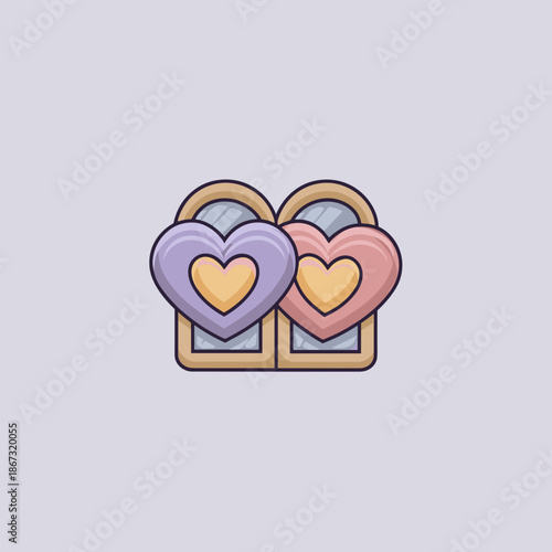 Cute pastel heart shaped icon with puzzle pieces symbolizing love connection unity and relationships in soft romantic colors
