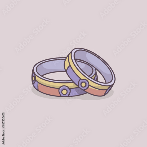 Intertwined wedding rings in pastel colors symbolizing marriage love and commitment
