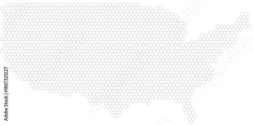 Contiguous United States – hexagonal grid vector map (Web Mercator projection, PPT-compatible & fully editable)