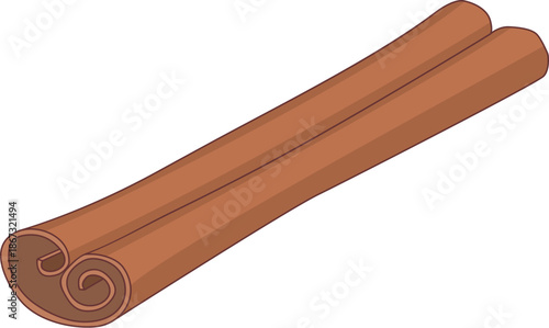 Stick of cinnamon. Vector illustration.
