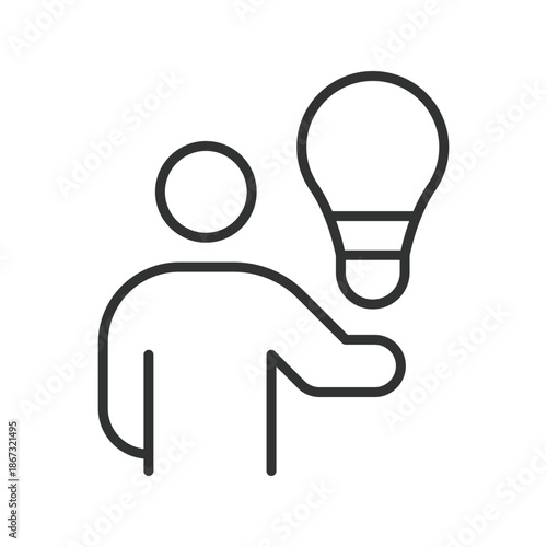 Creative thinking concept, icon in line design. creative thinking, idea, imagination, inspiration, person, solution, concept on white background vector. creative thinking editable stroke icon