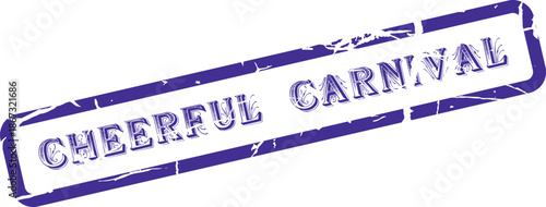 Grungy purple rubber stamp featuring Cheerful Carnival for festive event announcements