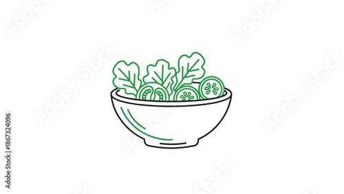 A simple illustration of fresh salad in a bowl