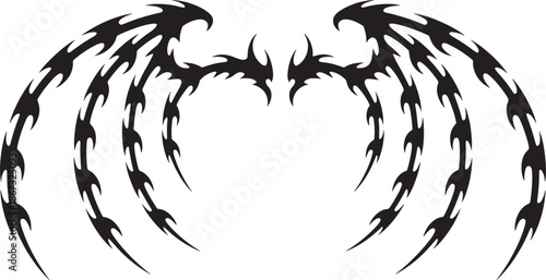 Symmetrical majestic wing silhouettes for heraldic logos and eagle flight concepts vector illustration