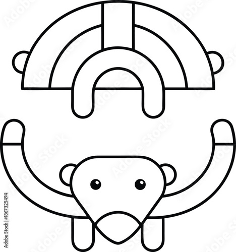 rewilded megafauna line art vector illustration on transparent background