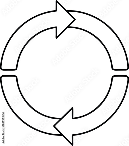 regenerative grazing loop line art vector illustration on transparent background