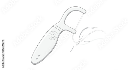 A modern and simple illustration of a white electric water flosser or dental irrigator, a tool for oral hygiene and dental care, on a white background.