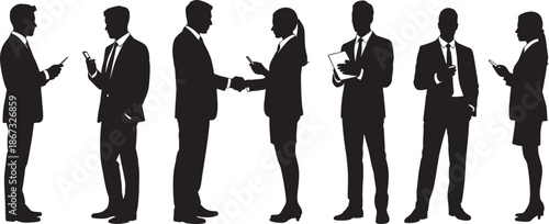 Professional business group silhouettes for teamwork and corporate leadership concepts vector illustration