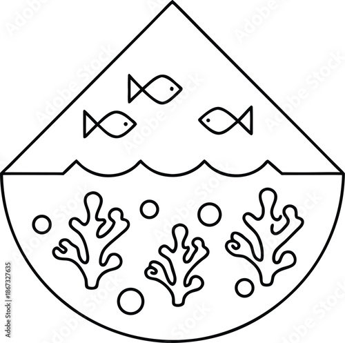 coral reef consensus line art vector illustration on transparent background