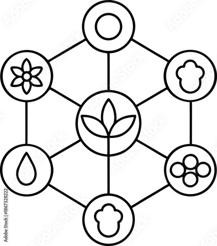 agroecology web line art vector illustration on transparent background