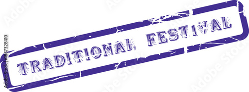 Traditional Festival text displayed in a vintage distressed purple rubber stamp style