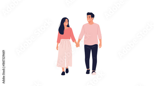 Couple Walking Hand in Hand Together.