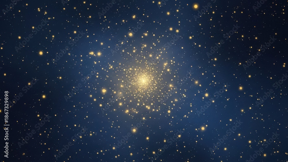 Obraz premium A vibrant cluster of bright yellow stars illuminates the deep blue expanse of the night sky