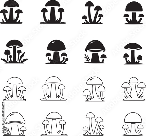 Mushroom icon vector set 
