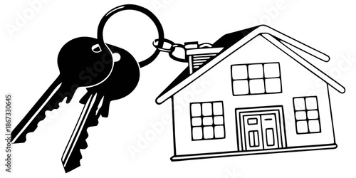 House illustration with keys symbolizing home ownership  