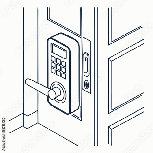 Smart Door Lock with Keypad Vector Illustration