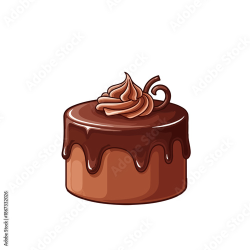 Chocolate Mini Cake Cute Vector Illustration