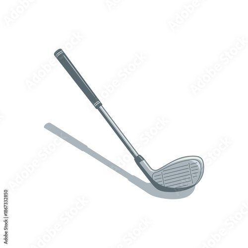 Golf Club With Shadow On White Background.