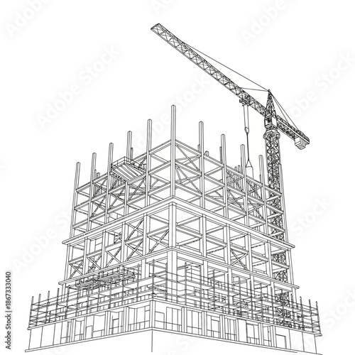 construction site crane building frame.