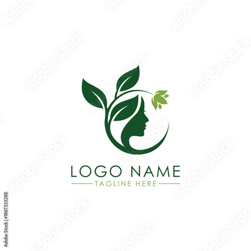Abstract Nature Woman Logo Symbolizing Eco Beauty Wellness and Sustainability