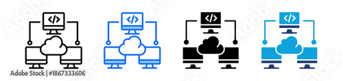 Distributed Computing Icon Set Multi Style Vector Illustration