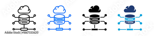 Database Server Icon Set Multi Style Vector Illustration