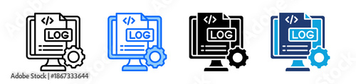 System Log Icon Set Multi Style Vector Illustration