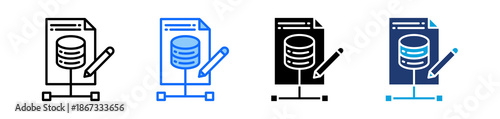 Data Modeling Icon Set Multi Style Vector Illustration